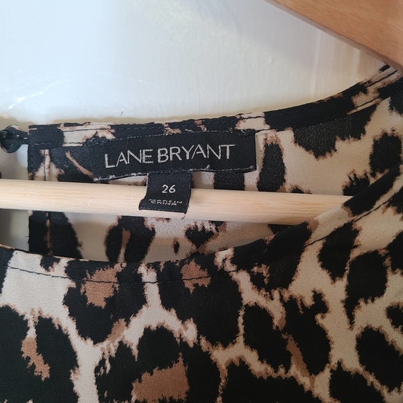 Lane Bryant Asymmetrical Ruffle Leopard Print Top - Picture 6 of 7
